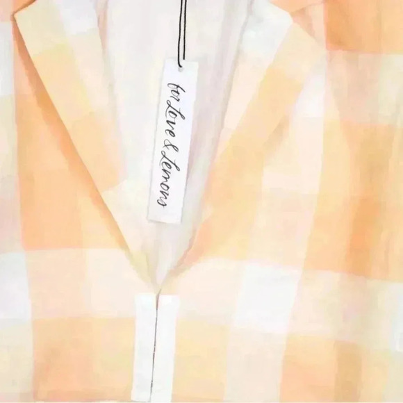 NWT For Love & Lemons Eugenie Cropped Blazer in Pastel Peach Plaid Size Large - Picture 8 of 9